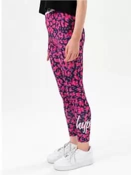 Hype Girls Purple Neon Cheetah Foil Script Legging, Purple, Size Age: 3-4 Years, Women