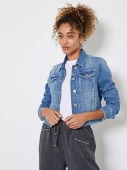 Mint Velvet Frayed Edge Denim Western Jacket - Washed Indigo