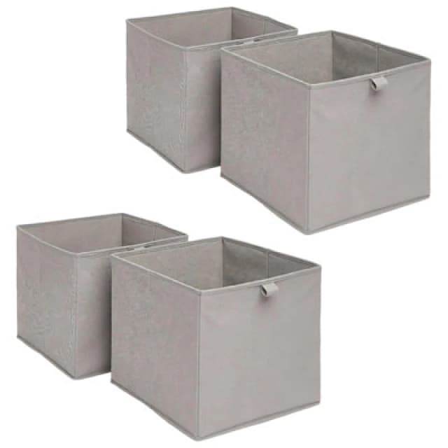OHS OHS Pack of 4 Plain Folding Storage Boxes in Grey Grey One Size Unisex 5027434150908