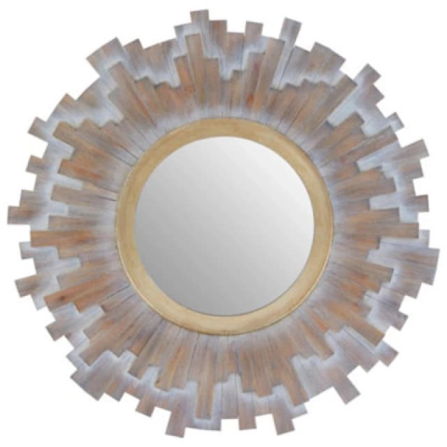 Orsina Sunburst Multilevel Wooden Wall Mirror