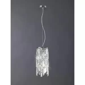 Maddison Cylinder pendant light 2 bulbs polished chrome / crystal