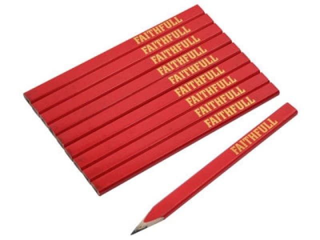 Faithfull FSC Certified Carpenters Pencils Red FAICPR10FSC Qty: Pack of 10