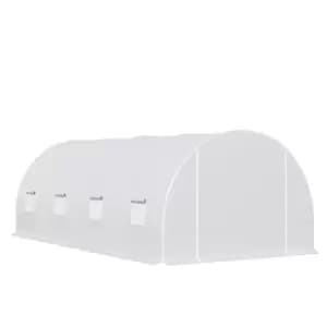 Outsunny 6 x 3 x 2m Large Walk-In Greenhouse Garden Polytunnel Greenhouse with Metal Frame, Zippered Door and Roll Up Windows, White