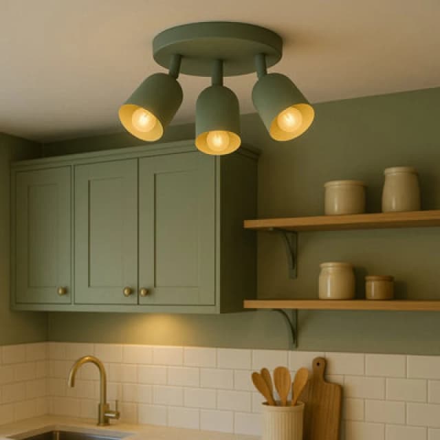 EGLO Eglo Tilston Steel Minimalist Triple Ceiling Spotlight, Green Green One Size Unisex 9008606359677