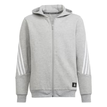 adidas Future Icons 3-Stripes Full-Zip Hoodie Kids - Medium Grey Heather / White