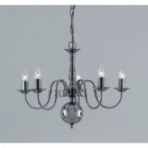 Impex Flemish Gun Metal 5 Arm Chandelier