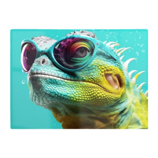 Warren Reed Designer Splashart Iguana Wearing Glasses Chopping Board