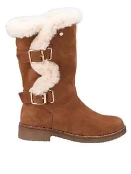 Hush Puppies Wide Fitting Megan Calf Boot - Tan, Brown, Size 3, Women