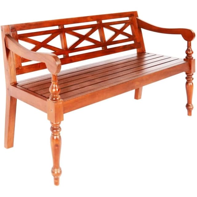 VIDAXL Batavia Bench 123cm Solid Mahogany Wood Dark Brown Vidaxl 8720286668221
