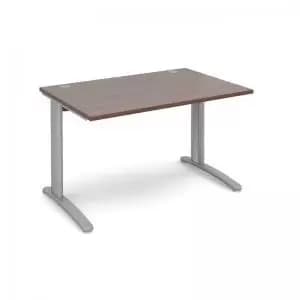 TR10 straight desk 1200mm x 800mm - silver frame and walnut top