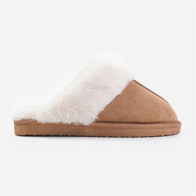 Wheres That From Lounge Camel Suede Slippers With Fur Trim Camelsuede female 4
