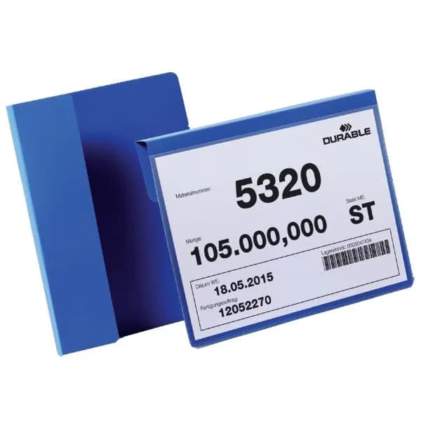 Durable Durable - Hanging Ticket Holder Label Pocket Document Pouch 50 Pack A5 Blue - Navy Blue 50006233