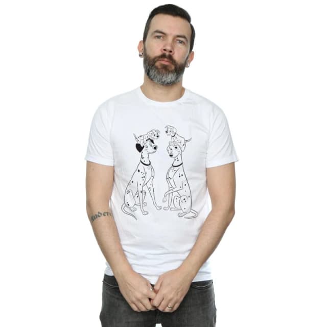 Disney Men 101 Dalmatians Family T-Shirt in White Size: Small White S Male 5057864081190