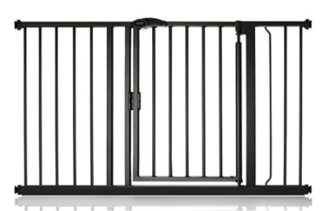 Safetots Pressure Fit Self Closing Stair Gate, 125.4Cm - 132.4Cm, Matt Black, Auto Closing Baby Gate, Safety Barrier