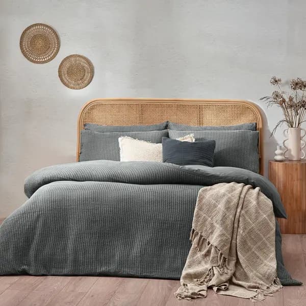Chunky Waffle Duvet Cover Set Dusk, Dusk / King