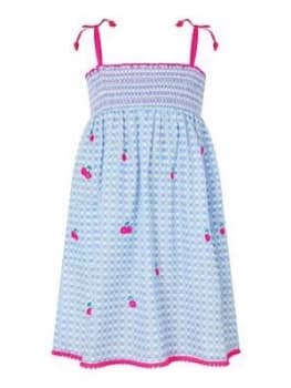 Accessorize Girls Cherry Embroidered Dress - Blue