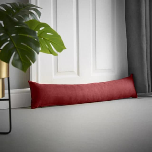 Essential Living Velvet Chenille Draught Excluder 90cm x 15cm x 15cm Red ZWAYDERED