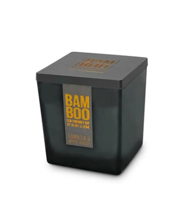 Heart and Home Bamboo Vanilla & White Woods Large Soy Candle - 40 Hours Burn - Crackling Wick