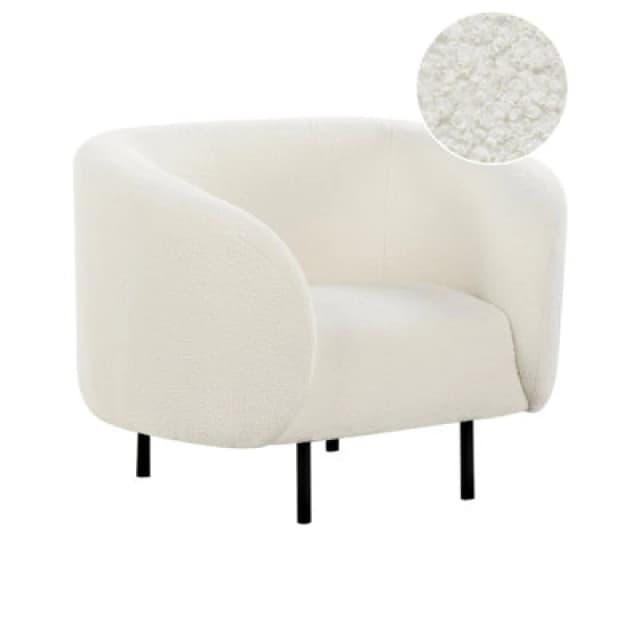 Beliani Boucle Armchair White And Black Loen