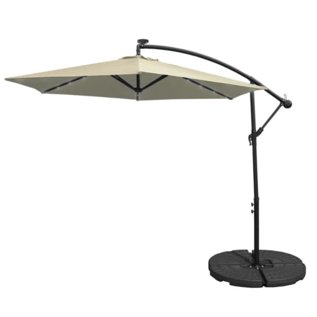 Monstershop Cream 3m LED Cantilever Parasol With Fan Base Cream unisex