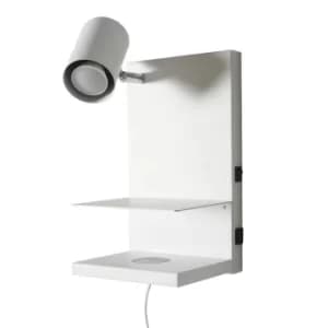 Omnia Sandy White Plug In Shelf Light with USB Charging Port and Wire