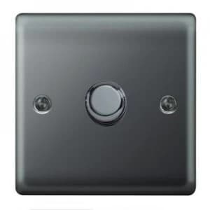 Wickes Dimmer Switch 1 Gang 2 Way 400W Black Nickel Raised Plate