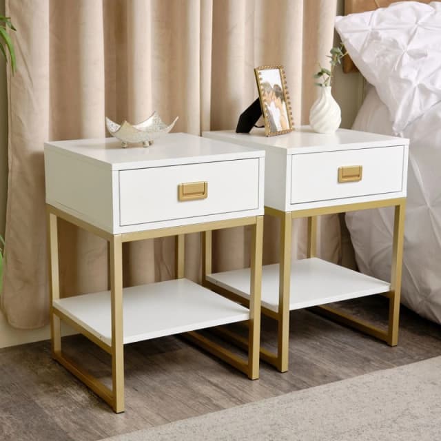Melody Maison Pair Of One Drawer Bedside Tables - Elle White Range White
