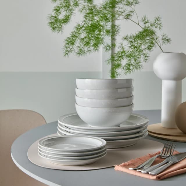 Denby 12 Piece Tableware Set in White White Unisex