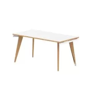Oslo Single White Frame Wooden Leg Bench Desk 1600 White With Natural