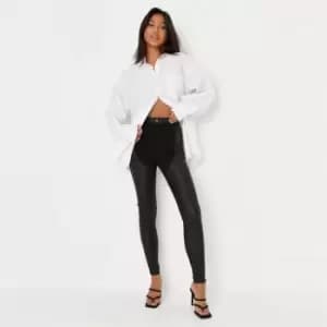 Missguided Coated Mix Skinny Chap Jean - Black