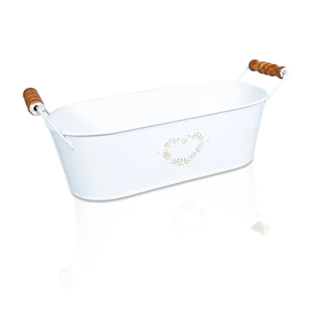 St Helens Oval Metal Planter With Handles White White Unisex