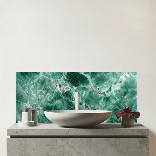 Warren Reed - Designer Light Green Quartz Effect Glass Bathroom Splashback in Pink Pink Unisex