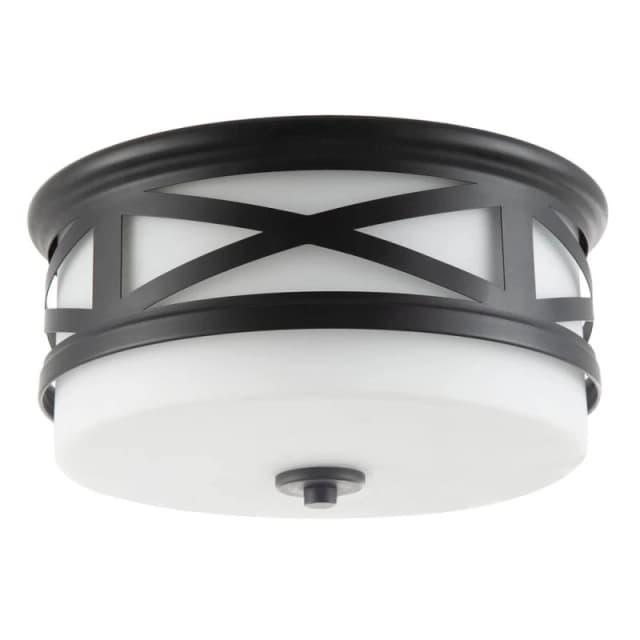 Happy Homewares Vintage & Classic Bathroom Flush Ceiling Light with Strap Design in Black Unisex