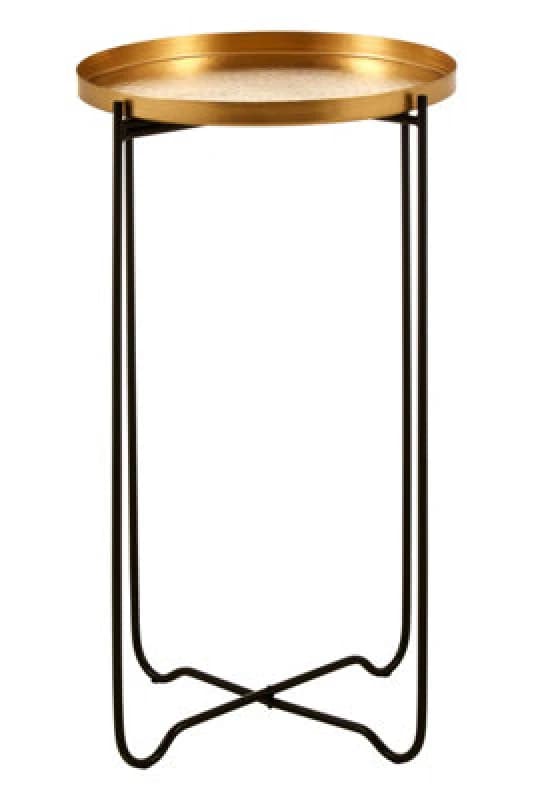 Premier Housewares Elegant Design Gold Finish Round Top Side Table, Versatile Small Table, Sleek And Sturdy Bedside Table Gold