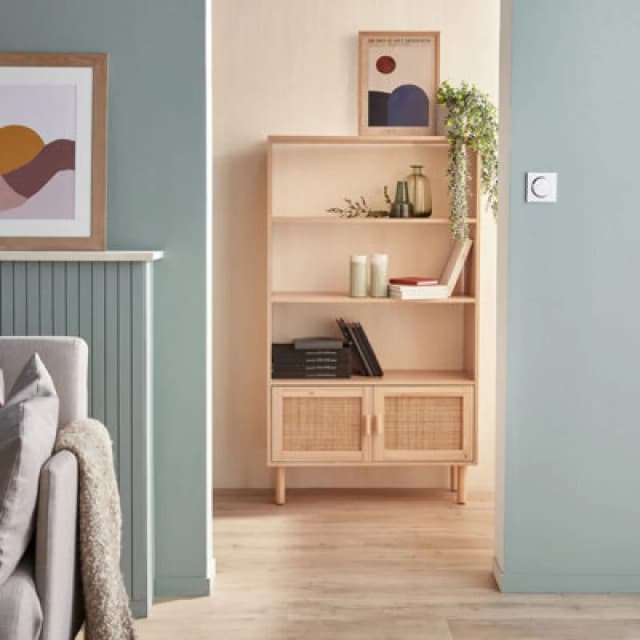 sweeek Woven Rattan Bookcase With Storage Cupboard Light Brown