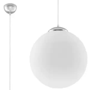 Ugo 1 Light Globe Pendant White, Chrome, E27