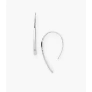 Fossil Womens Sadie Stainless Steel Bevel Hoop Earring - Silver