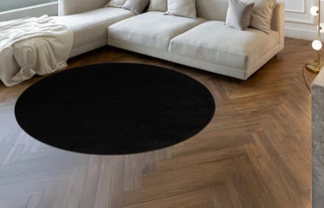 RugsX Eton Plus Circle Carpet Black, One-Color, Uniform, Plain Circle 133 Cm