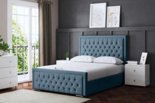 DS LIVING Allegra Blue Upholstered Bed Double AM_HILTON_DBL_BLU