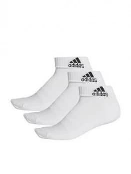 Adidas 3 Stripe Cushioned Ankle Socks - White