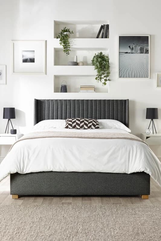 Catherine Lansfield CL Soho Twill Double Ottoman Bedframe - Charcoal