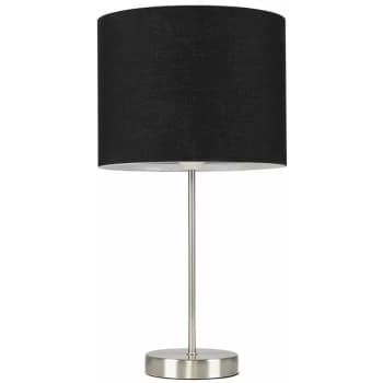 Brushed Chrome Table Lamp Metal With Small Drum Lampshades - Black