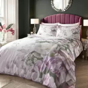Lotus Floral Print 100% Cotton 200 Thread Count Duvet Cover Set, Multi, Double - Soiree