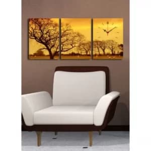 3P3040CSMOR-7 Multicolor Decorative Canvas Wall Clock (3 Pieces)