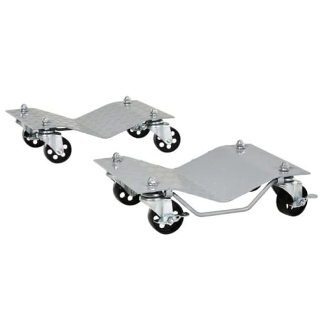 DURHAND 2PCS 680kg Car Wheel Dollies with Swivel Casters, Wheel Dolly, Grey Grey