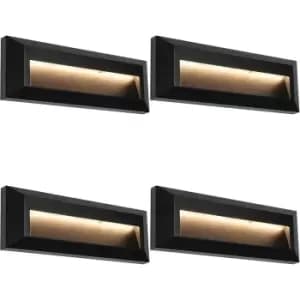 4 PACK Outdoor Pathway Guide Light - Indirect 2W Warm White LED - Black ABS