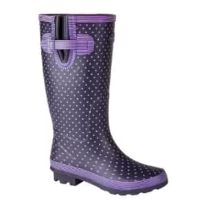 Stormwells Womens/Ladies Polka Dot Wellington Boots (3 UK) (Mauve Polka Dot/Navy)