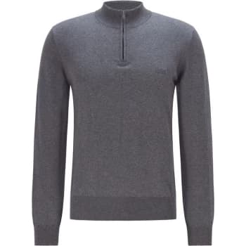 Boss Padro quarter Zip Knit Sweater - Grey