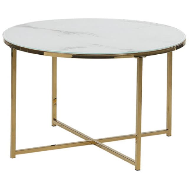 Beliani Coffee Table Quincy Tempered Glass Marble/ Gold