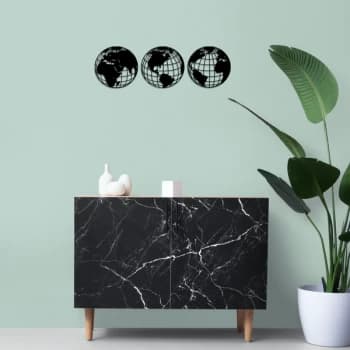 World Map Metal Decor 3 - Black Decorative Metal Wall Accessory